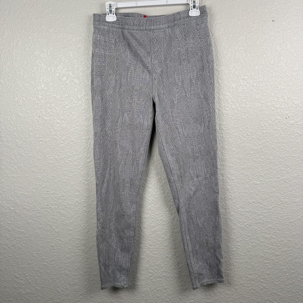 Spanx Womens Gray Jacquard Animal Print Pull On Jeggings Skinny Pants L 30x26